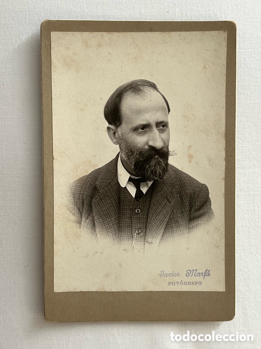 Antique Photography: JAVIER MARFA, fot&oacute;grafo&hellip; Retrato Gabinete.. (h.1900?) Med&iacute;das: 16,5 x 10,5 cm.,