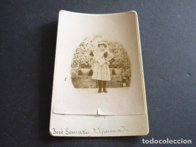 Antique Photography: JOSE GOMARIZ FOTOGRAFO RETRATO DE NI&Ntilde;A CON MANTILLA HACIA 1900 8 X 12,5 CM