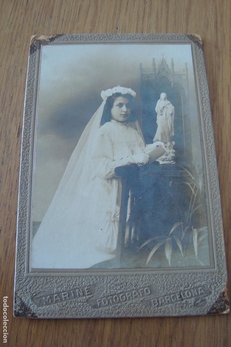 Antique Photography: ANTIGUA FOTOGRAFIA NI&Ntilde;A EN PRIMERA COMUNION. MAGDALENA SAGALES BASART. FOTO J.MARINE BARCELONA 1908?