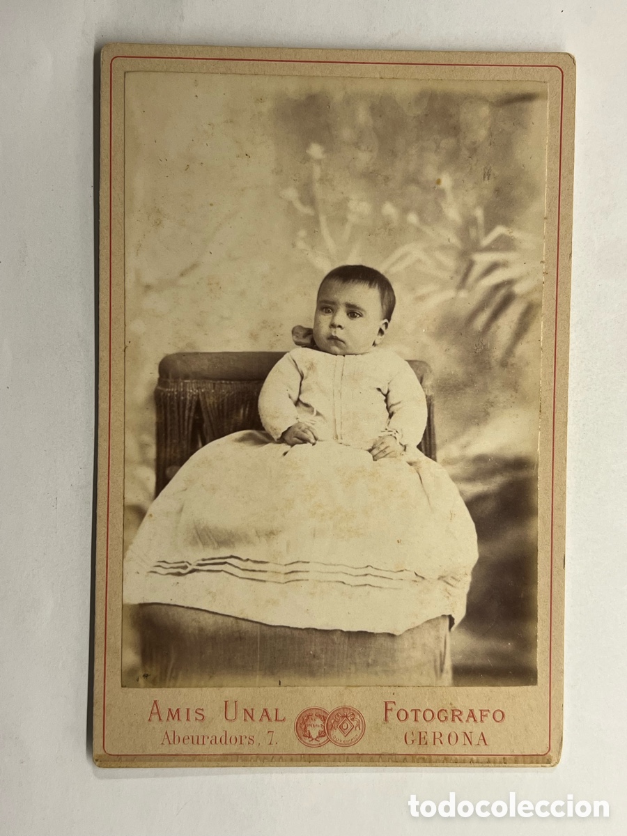 Antique Photography: GERONA. Amis Unal, fot&oacute;grafo.. Ni&ntilde;o con Faldones.. Retrato Gabinete (fin siglo XIX)