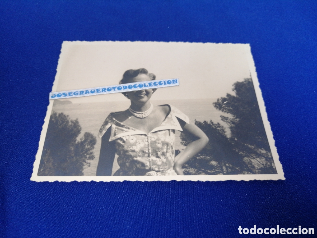 Fotografia antica: MODELO POSANDO CON COLLAR DE PERLAS FOTOGRAF&Iacute;A ANTIGUA SIGLO PASADO