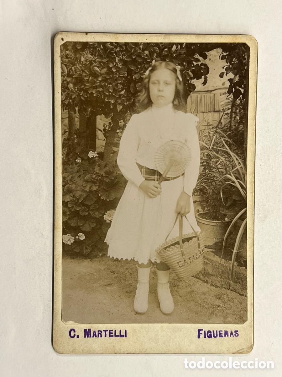 Fotografia antica: FIGUERAS (Girona) Fotograf&iacute;a Nena amb Pay Pay.. C. Martelli, fotograf.. (fin Siglo XIX)