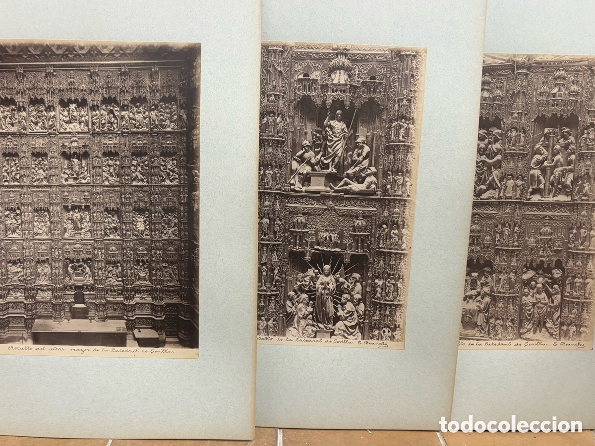 Fotograf&iacute;a antigua: LOTE DE 3 ALB&Uacute;MINAS. DE GRAN FORMATO. EMILIO BEAUCHY, SEVILLA RETABLO CATEDRAL. SIGLO XIX