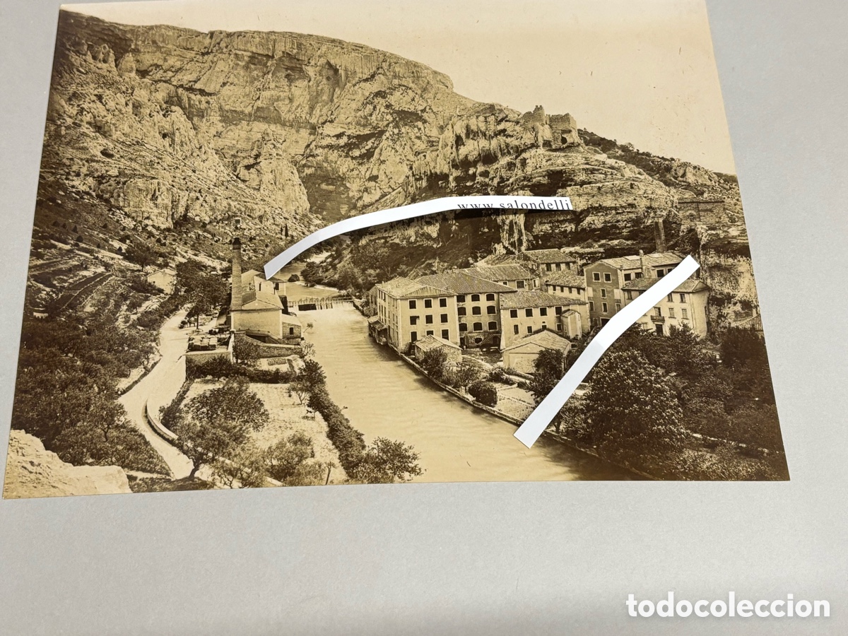 Antique Photography: ALB&Uacute;MINA DE GRAN FORMATO. Fontaine de Vaucluse and the Source of the Sorgue. SIGLO XIX