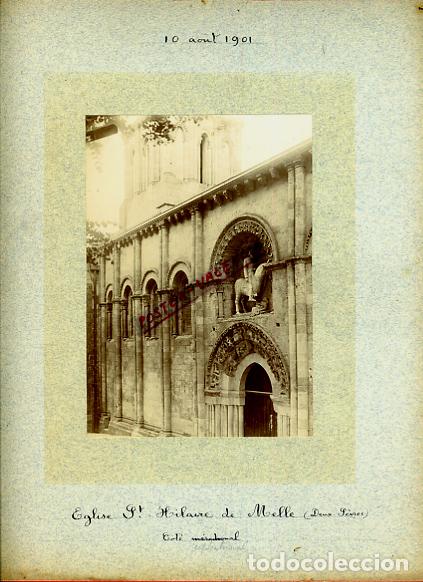 Fotografia antica: FOTO FOTOGRAFIA ALBUMINA FRANCIA EGLISE HILAIRE DE MELLE 1901 ORIGINAL ALF14