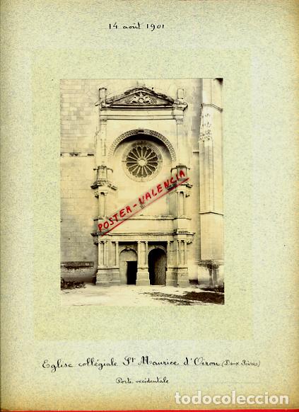 Fotografia antica: FOTO FOTOGRAFIA ALBUMINA FRANCIA EGLISE COLEGIALE SANT MAURICE OIRON 1901 ORIGINAL ALF15