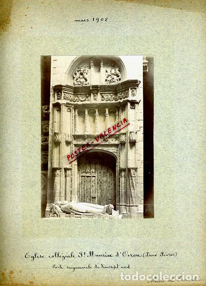 Fotografia antica: FOTO FOTOGRAFIA ALBUMINA FRANCIA EGLISE SANT MAURICE OIRON 1902 ORIGINAL ALF17