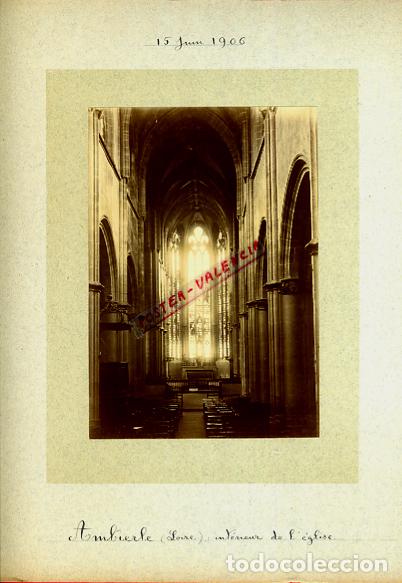 Fotografia antica: FOTO FOTOGRAFIA ALBUMINA FRANCIA INTERIOR EGLISE AMBIERLE LOIRE 1906 ORIGINAL ALF27