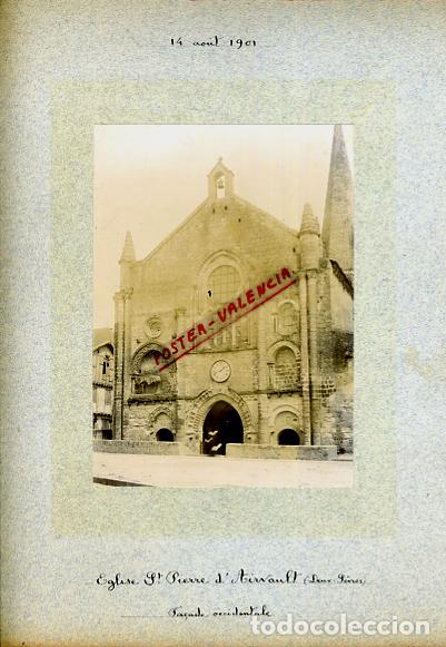 Fotografia antica: FOTO FOTOGRAFIA ALBUMINA FRANCIA EGLISE SANT PIERRE AIRVAULT 1901 ORIGINAL ALF32