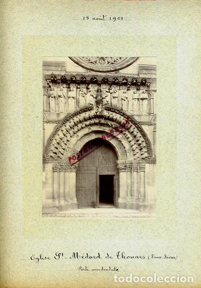 Fotografia antica: FOTO FOTOGRAFIA ALBUMINA FRANCIA EGLISE SANT MEDARD DE THONARS 1901 ORIGINAL ALF49