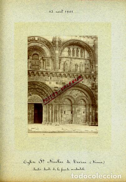 Fotografia antiga: FOTO FOTOGRAFIA ALBUMINA FRANCIA EGLISE ST NICOLAS DE CIVRAI VIENNE 1901 ORIGINAL ALF67
