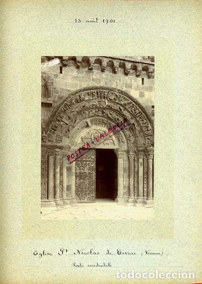 Fotografia antiga: FOTO FOTOGRAFIA ALBUMINA FRANCIA EGLISE ST NICOLAS DE CIVRAI VIENNE 1901 ORIGINAL ALF68