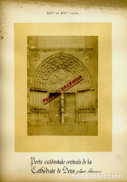 Fotografia antica: FOTO FOTOGRAFIA ALBUMINA FRANCIA PUERTA OCCIDENTAL ABBAYE DE VEZELAY ORIGINAL ALF95