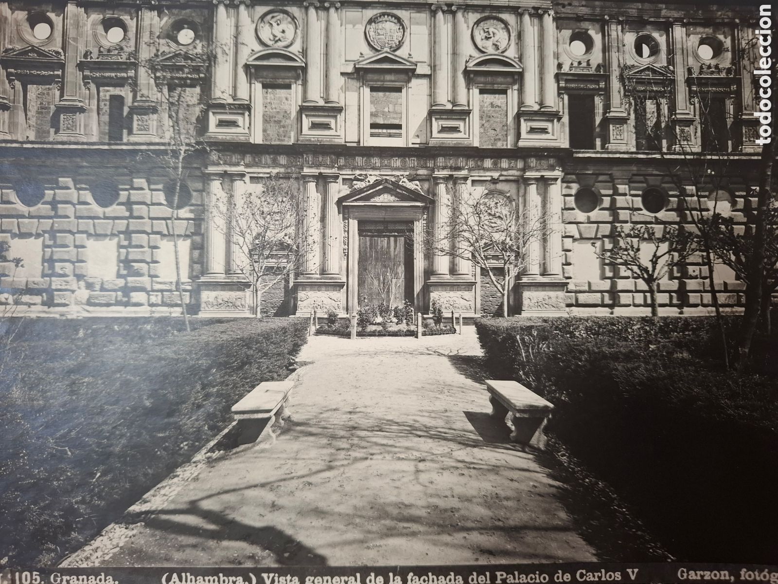 Antique Photography: ANTIGUA FOTO GARZON GRANADA N&deg;105 ALHAMBRA PALACIO CARLOS V ORIGINAL. MEDIDAS EN FOTOS