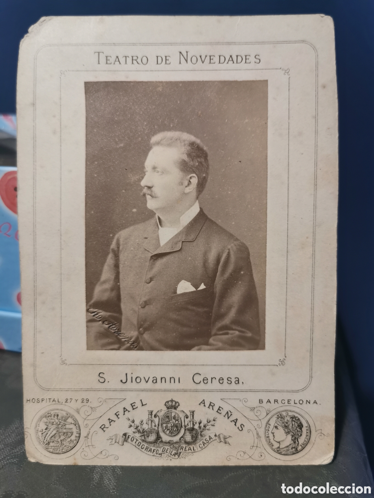 Fotografia antica: Fotografia en cart&oacute;n del fot&oacute;grafo Rafael Are&ntilde;as siglo XIX. Jiovanni Ceresa