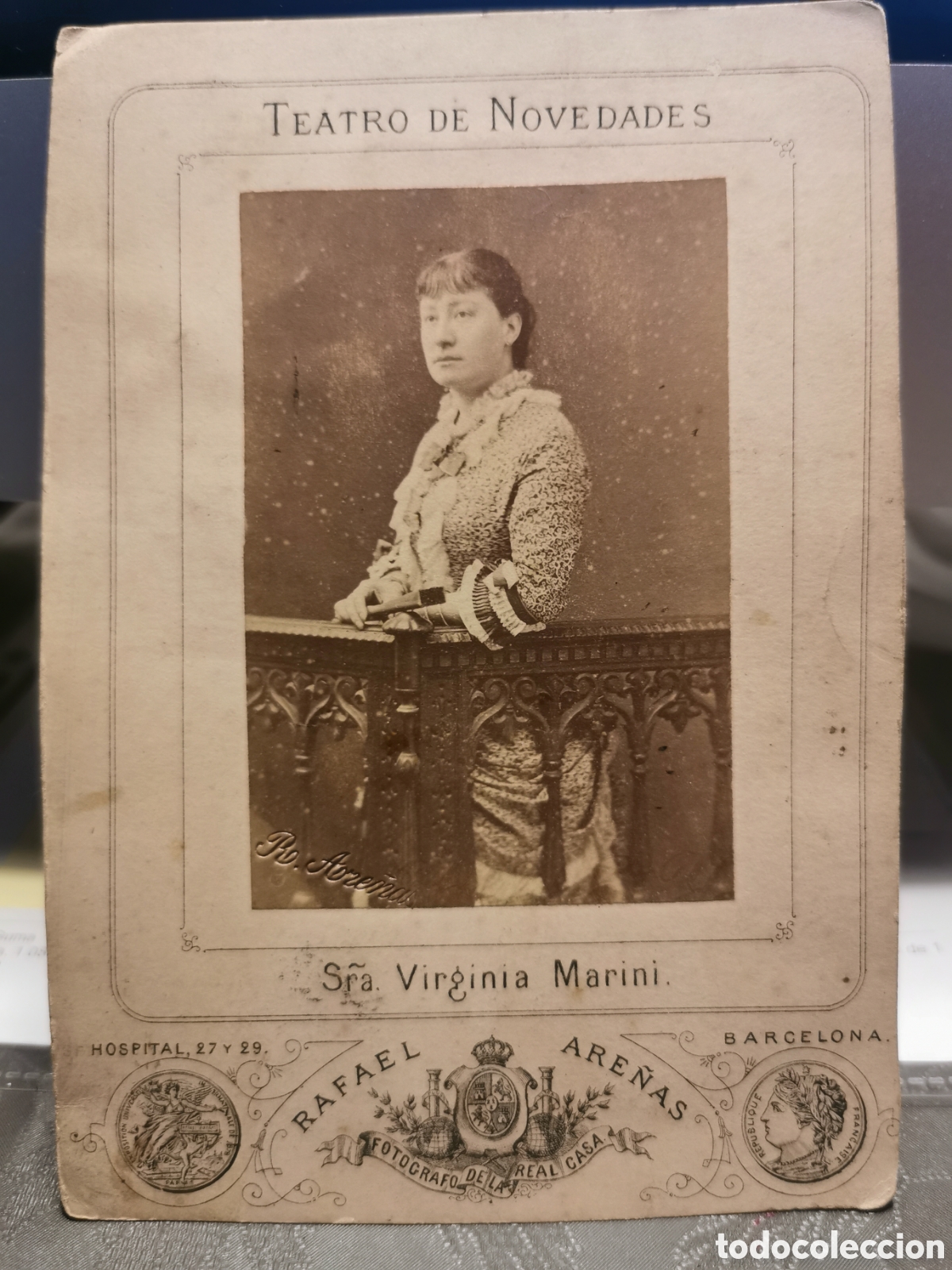 Fotografia antica: Fotografia en cart&oacute;n del fot&oacute;grafo Rafael Are&ntilde;as siglo XIX. Virginia Marini