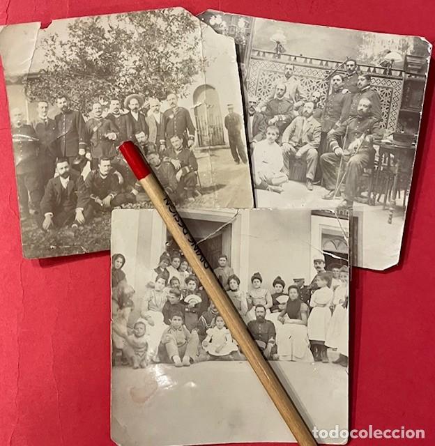 Antique Photography: TRES FOTOGRAFIAS DE MILITARES Y FAMILIA DE PRINCIPIO S. XX, ALBUMINA