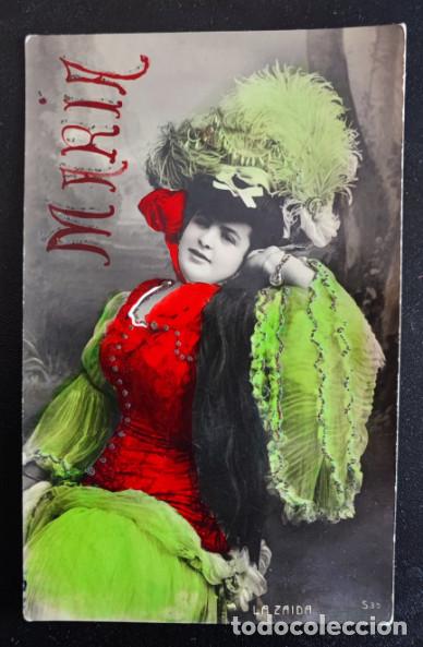 Antique Photography: POSTAL ANTIGUA, FOTOGRAFIA DE LA ARTISTA LA ZAIDA, ESCRITA EN 1908