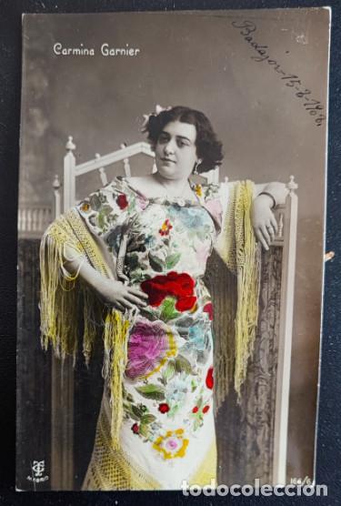 Antique Photography: POSTAL ANTIGUA, FOTOGRAFIA DE LA CUPLETISTA CARMINA GARNIER, ESCRITA HACIA 1905