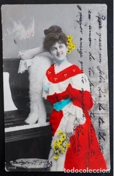 Antique Photography: POSTAL ANTIGUA, FOTOGRAFIA CHICA DE LA EPOCA COLOREADA, ESCRITA HACIA 1905