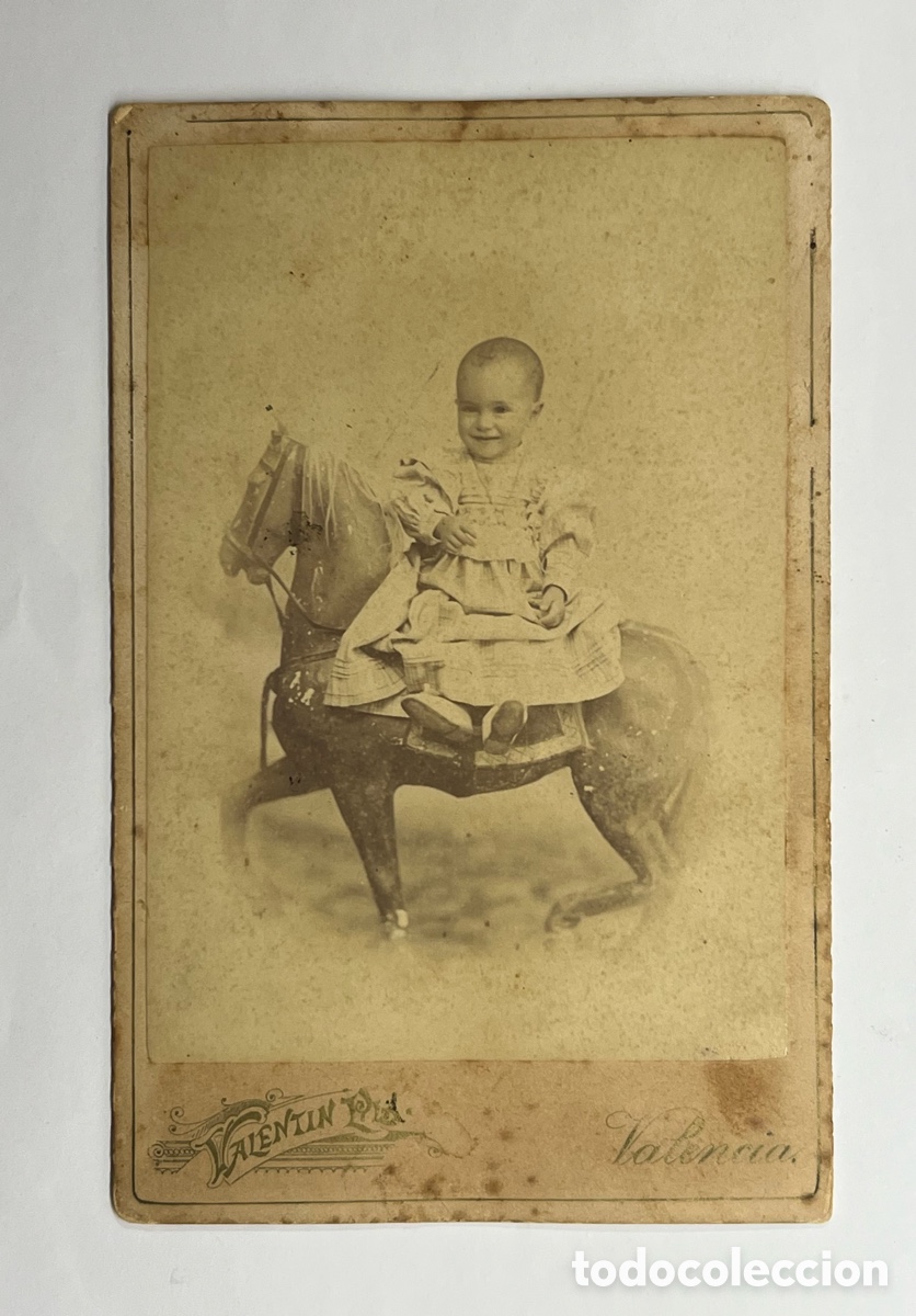 Antique Photography: VALENT&Iacute;N PLA. Retrato Gabinete.. Ni&ntilde;o montado a caballo.. Valencia (fin Siglo XIX)