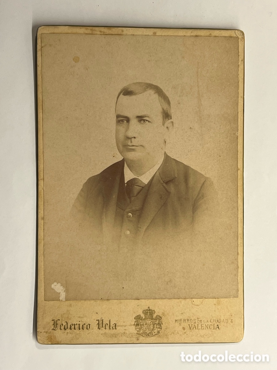 Fotografia antica: VALENCIA. UN JOVEN DE LA HUERTA.. Retrato Gabinete. Federico Vela, fot&oacute;grafo (fin Siglo XIX)