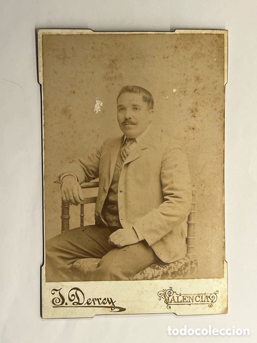 Fotografia antica: VALENCIA JULIO DERREY, fot&oacute;grafo. Retrato Gabinete.. Burgues&iacute;a Valenciana (fin Siglo XIX)
