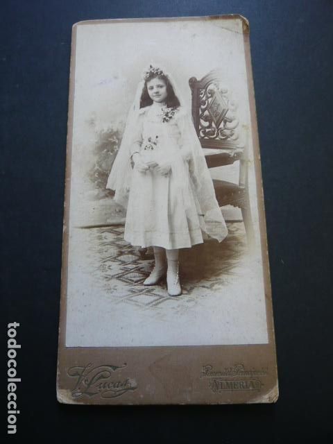 Antique Photography: ALMERIA VALERIANO LUCAS FOTOGRAFO RETRATO NI&Ntilde;A PRIMERA COMUNION 10 X 20 CM