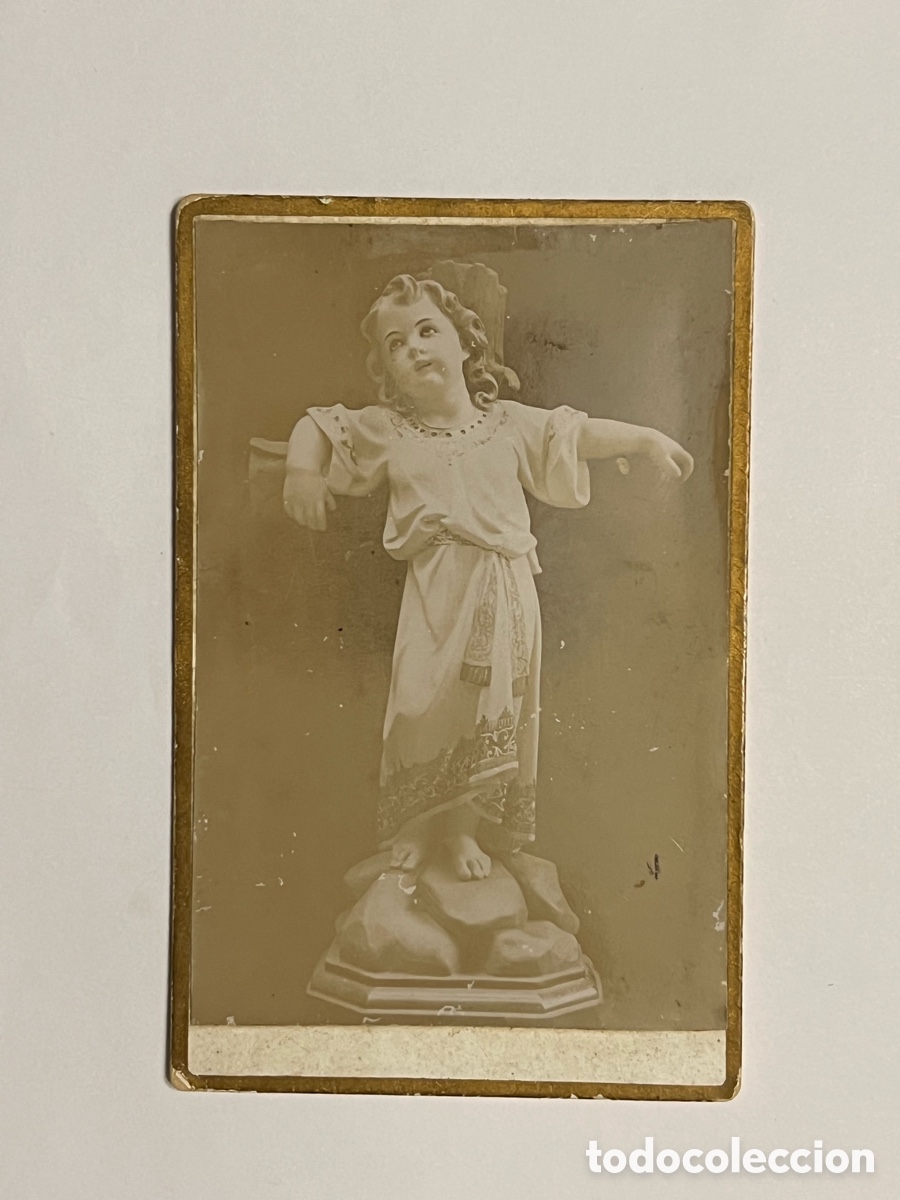 Fotografia antica: DIVINO NI&Ntilde;O JES&Uacute;S EN LA CRUZ.. Fotograf&iacute;a antigua albumina.. M. Simo, fot&oacute;grafo. Barcelona
