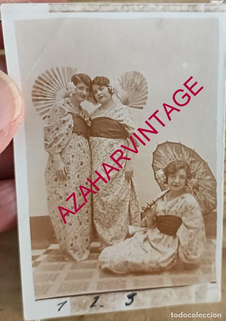 Antique Photography: SIGLO XIX, ALBUMINA, MUJERES CON KIMONO Y SOMBRILLA, 60X90MM