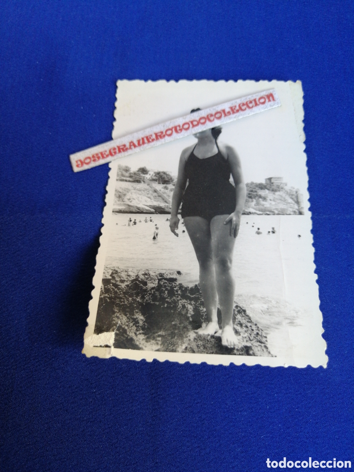 Antique Photography: PLAYA MODELO EN BA&Ntilde;ADOR POSANDO FOTOGRAF&Iacute;A ANTIGUA SIGLO PASADO