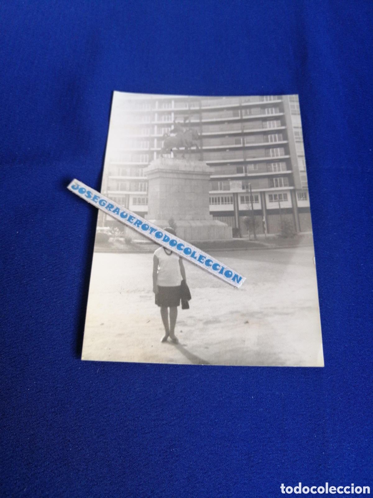 Fotograf&iacute;a antigua: VALENCIA - PLAZA DE ESPA&Ntilde;A - ESCULTURA EL CID FOTOGRAF&Iacute;A ANTIGUA SIGLO PASADO