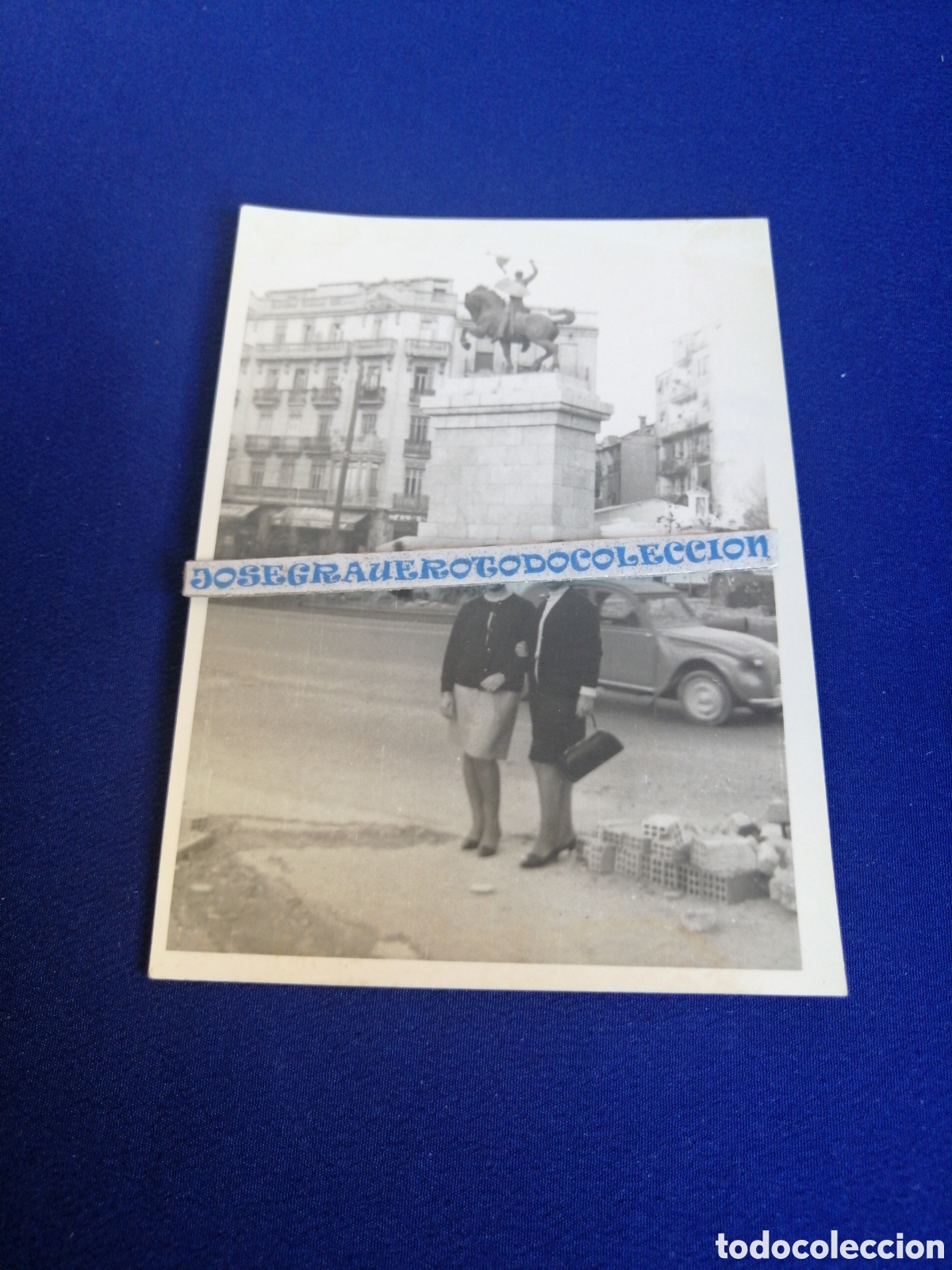 Fotograf&iacute;a antigua: VALENCIA - PLAZA DE ESPA&Ntilde;A - ESTATUA CID CAMPEADOR - CITROEN 2CV FOTOGRAF&Iacute;A ANTIGUA SIGLO PASADO