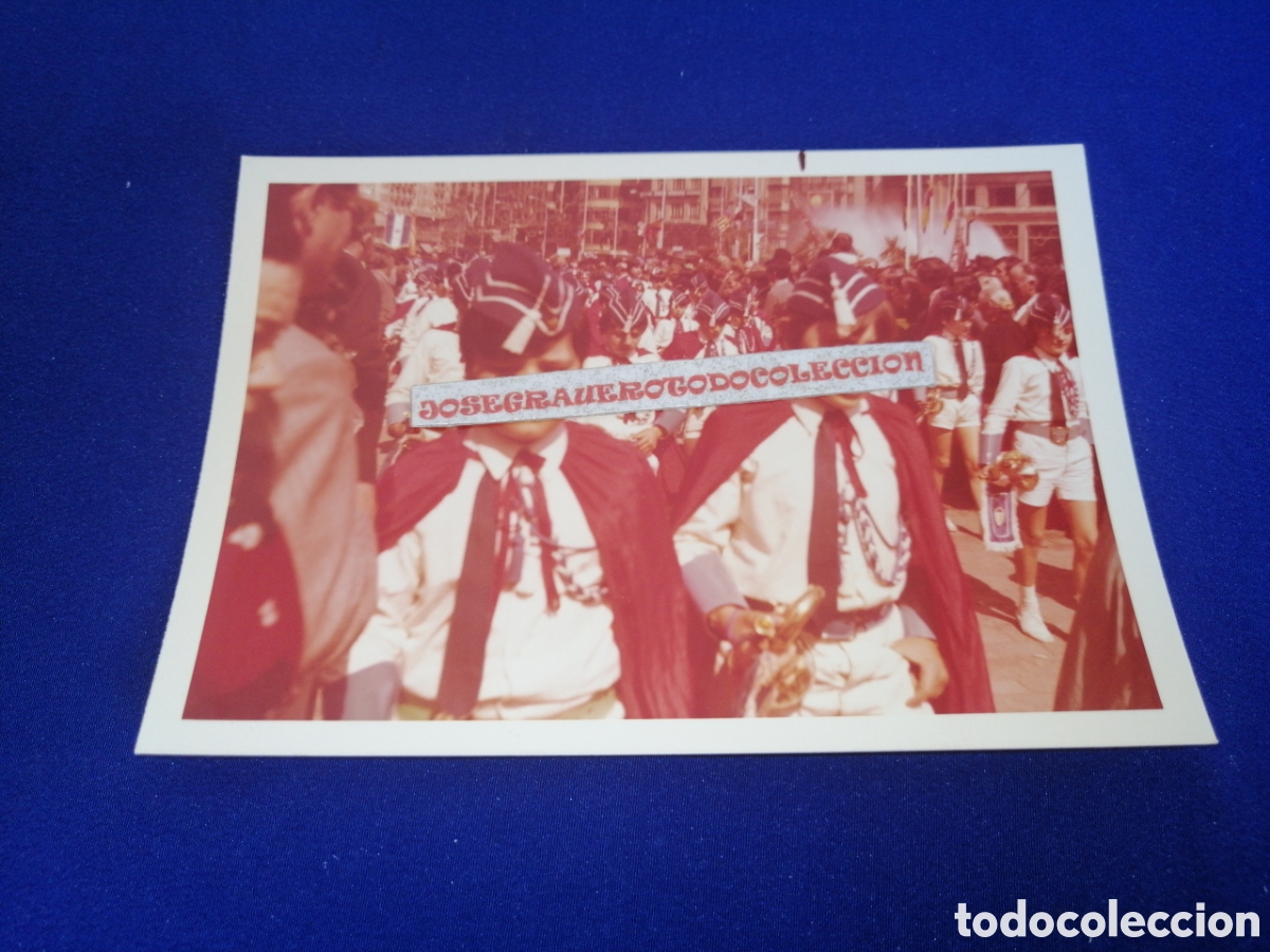 Fotograf&iacute;a antigua: FALLAS DE VALENCIA BANDA DE TAMBORES Y CORNETAS FOTOGRAF&Iacute;A ANTIGUA SIGLO PASADO