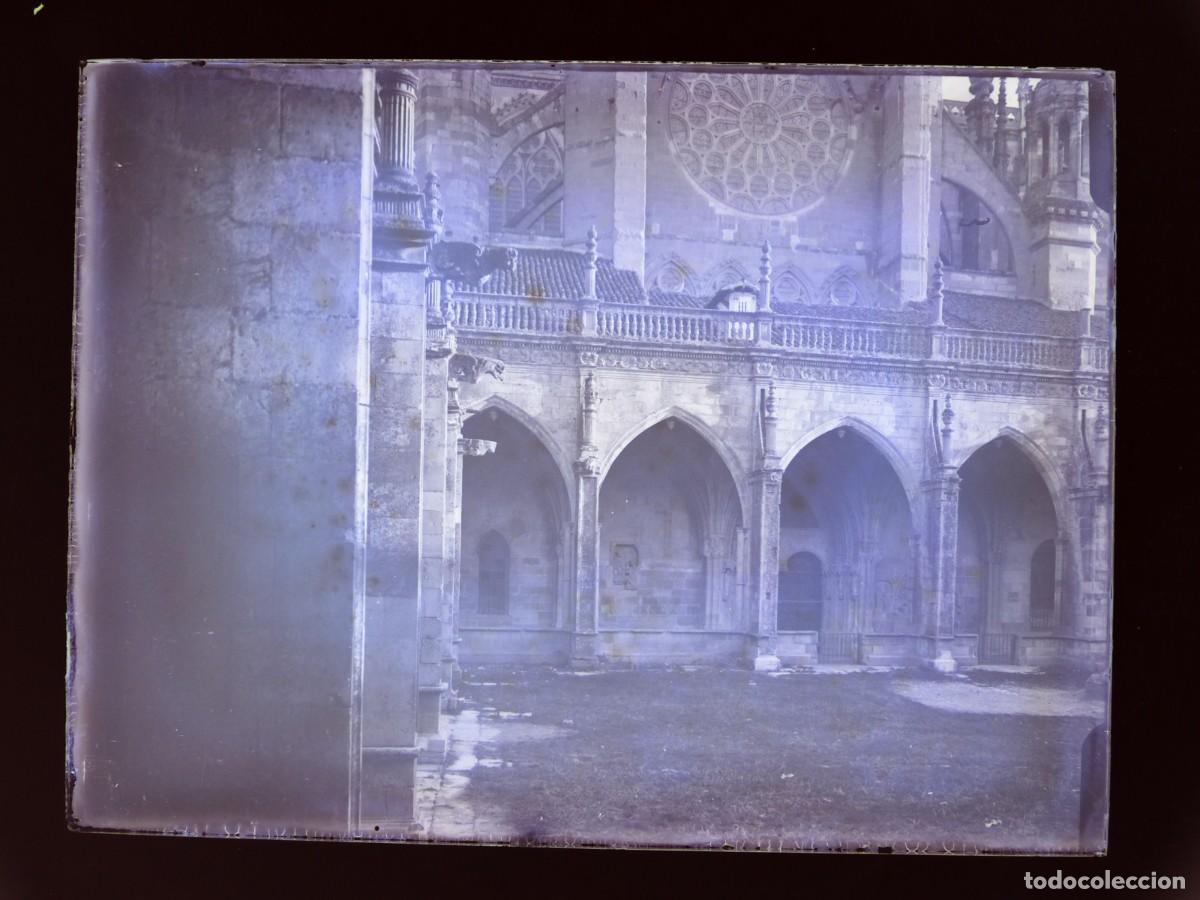 Antique Photography: LEON, CLAUSTRO DE LA CATEDRAL - ANTIGUA PLACA NEGATIVO EN CRISTAL, A&Ntilde;OS 1920-1930