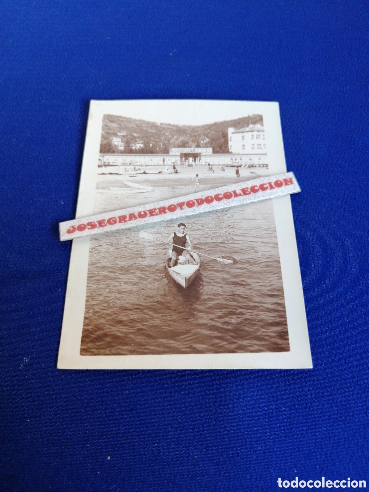 Photographie ancienne: REMERO DEPORTISTA PLAYA FOTOGRAF&Iacute;A ANTIGUA SIGLO PASADO