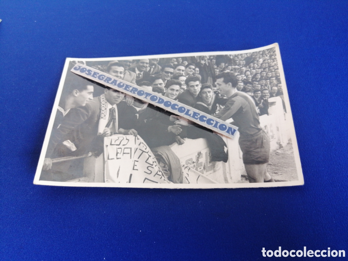 Fotograf&iacute;a antigua: JUGADOR BLAUGRANA FOTOGRAF&Iacute;A ANTIGUA SIGLO PASADO SELLO FOTOGR&Aacute;FICO FINEZAS VALENCIA