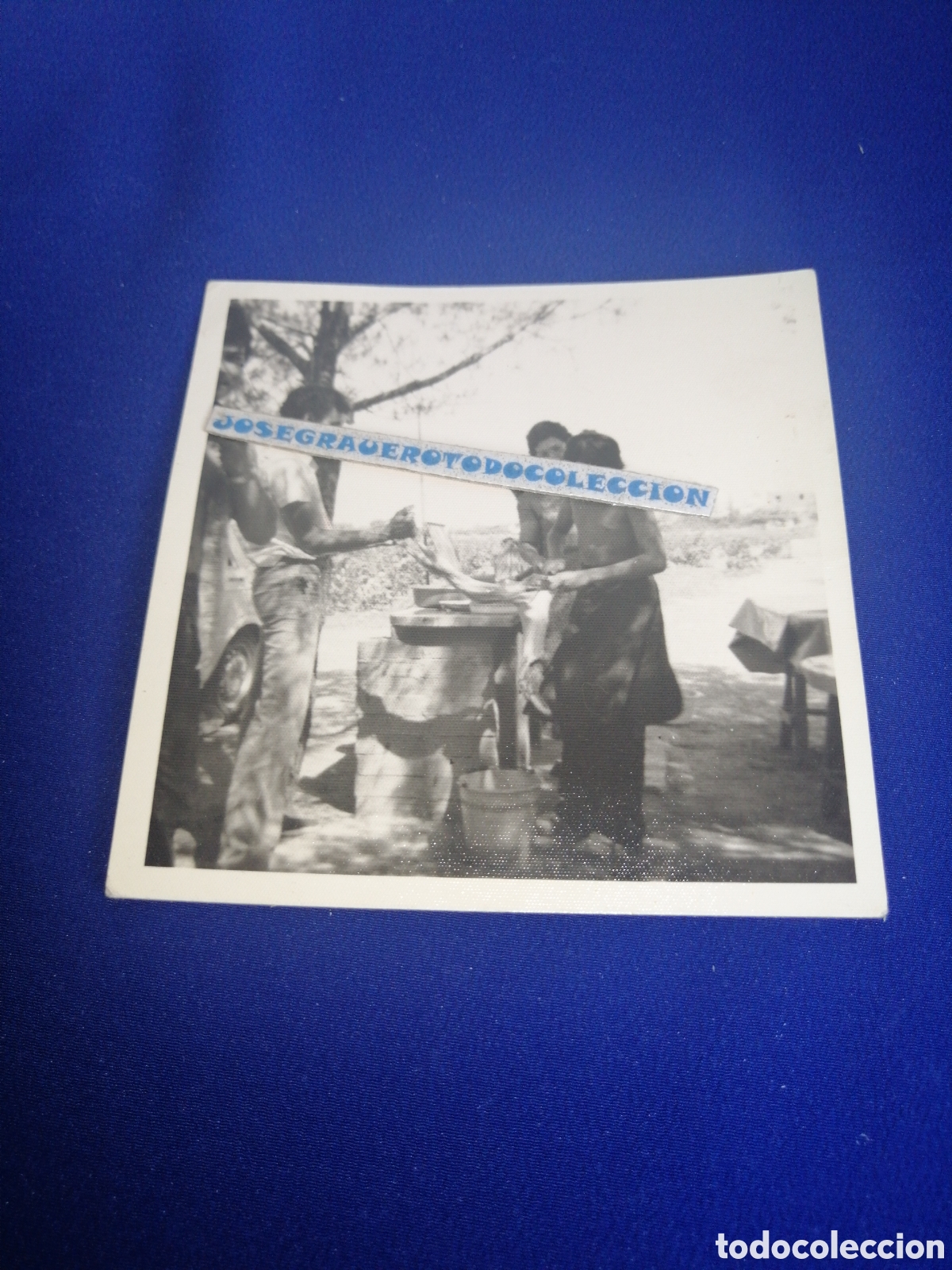 Fotografia antica: MODELOS PREPARANDO PAELLA VALENCIANA CON CONSEJO FOTOGRAF&Iacute;A ANTIGUA SIGLO PASADO