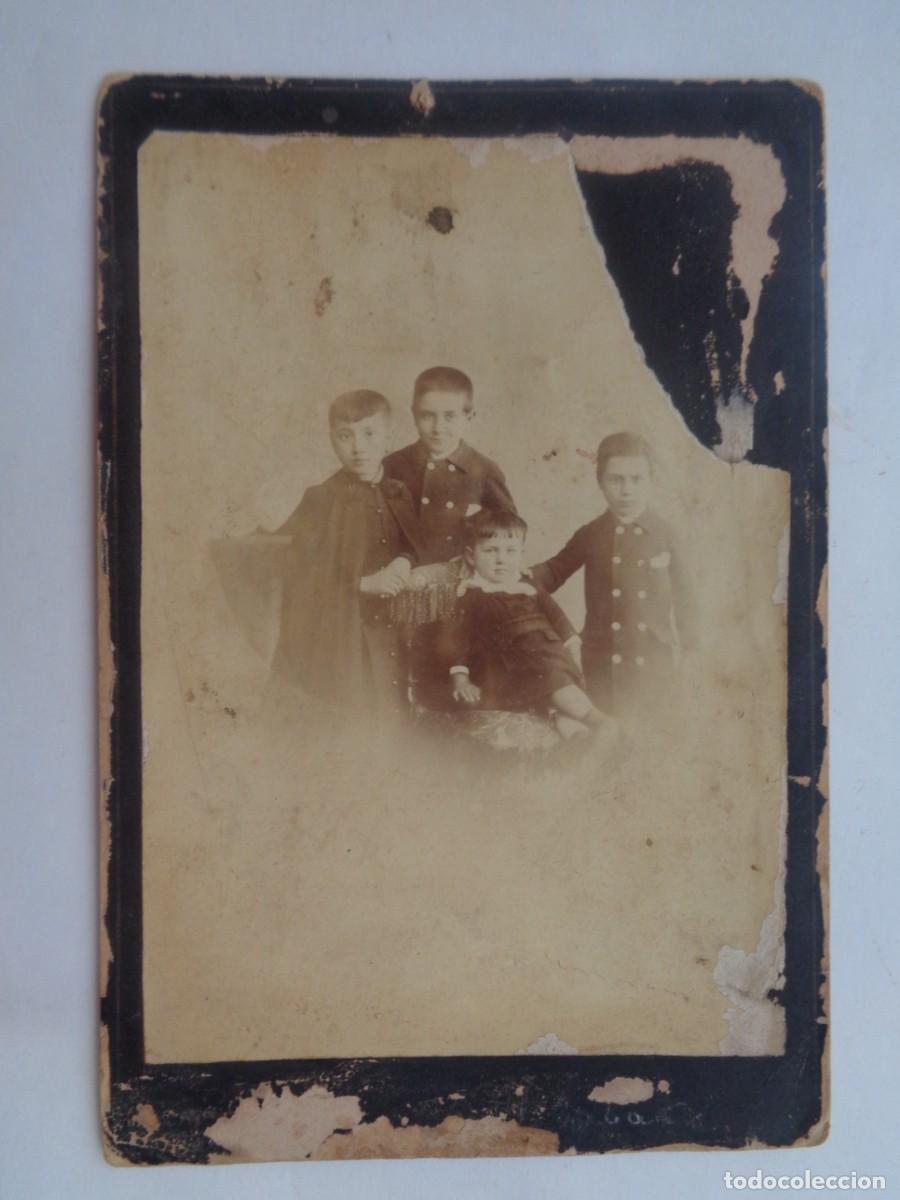 Antique Photography: PRECIOSA FOTO DE ESTUDIO DE NI&Ntilde;OS DEL SIGLO XIX . MAL ESTADO !!
