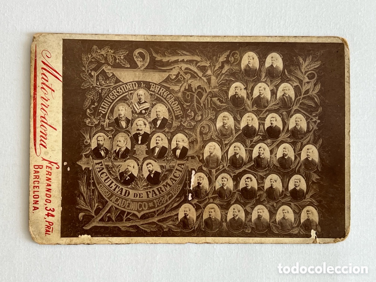 Antique Photography: UNIVERSIDAD DE BARCELONA. Facultad de Farmacia. Curso Acad&eacute;mico de 1884-1885. Matorrodona, fot.,