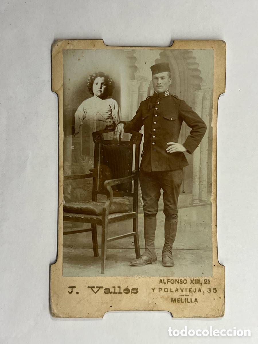 Antique Photography: MELILLA. Fotograf&iacute;a J. Valles, Soldado Guerra de &Aacute;frica recordando a su hija&hellip; (h.1910?)