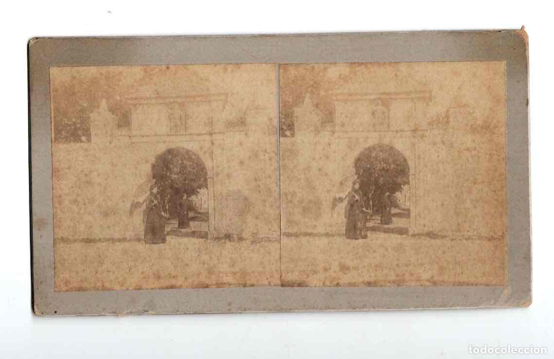 Fotografia antica: FOTOGRAFIA ALBUMINA PUERTA DE SAN AMARO. BURGOS. C.1870