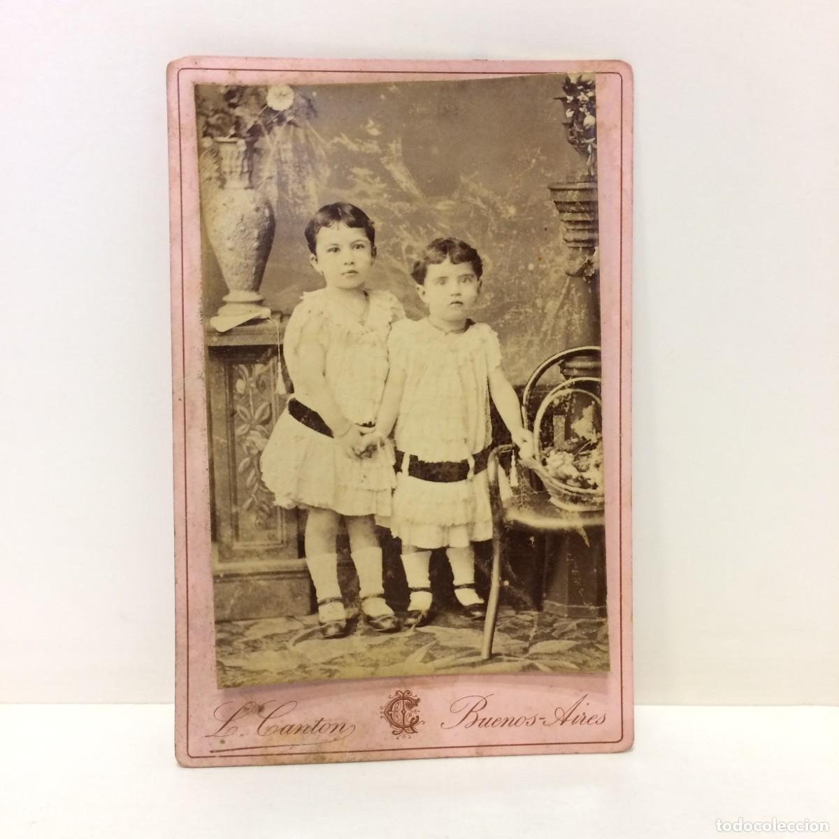 Fotografia antiga: Fotograf&iacute;a Antigua: Retrato Ni&ntilde;as, Prudencia y Mercedes Goyenechea - L. Canton, Buenos Aires