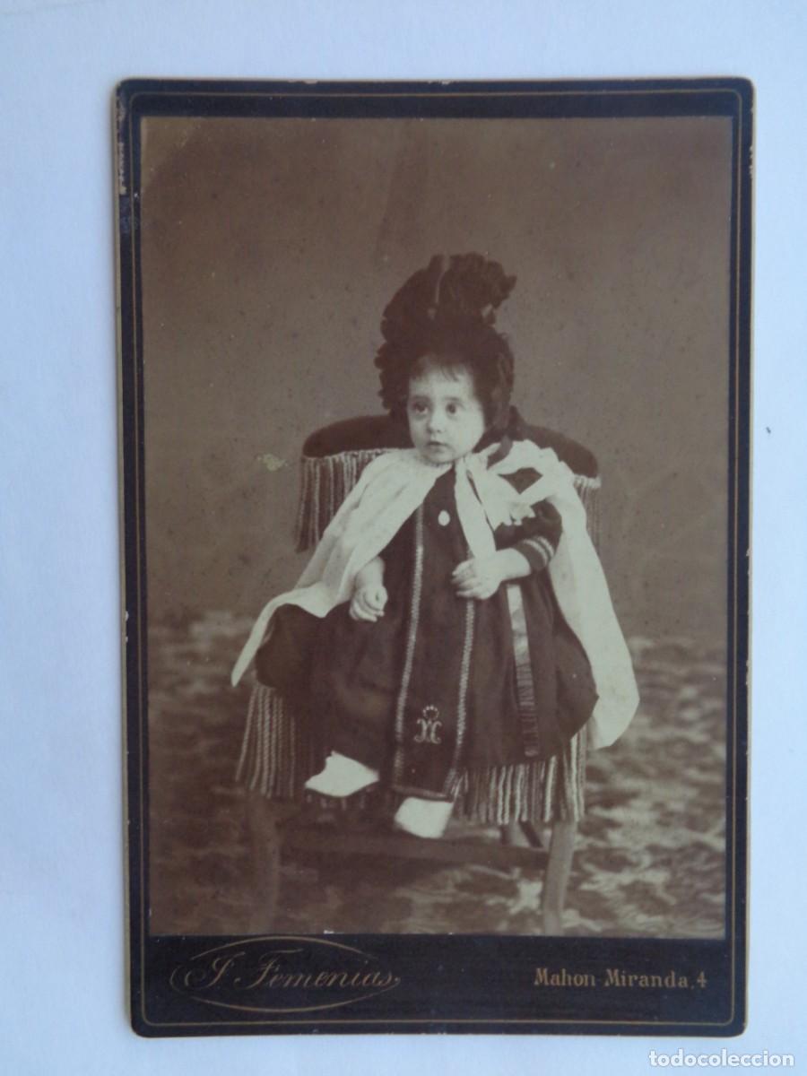 Fotografia antica: PRECIOSA FOTO DE ESTUDIO DE NI&Ntilde;O MUY ELEGANTE DEL SIGLO XIX. DE FEMENIAS , MAHON