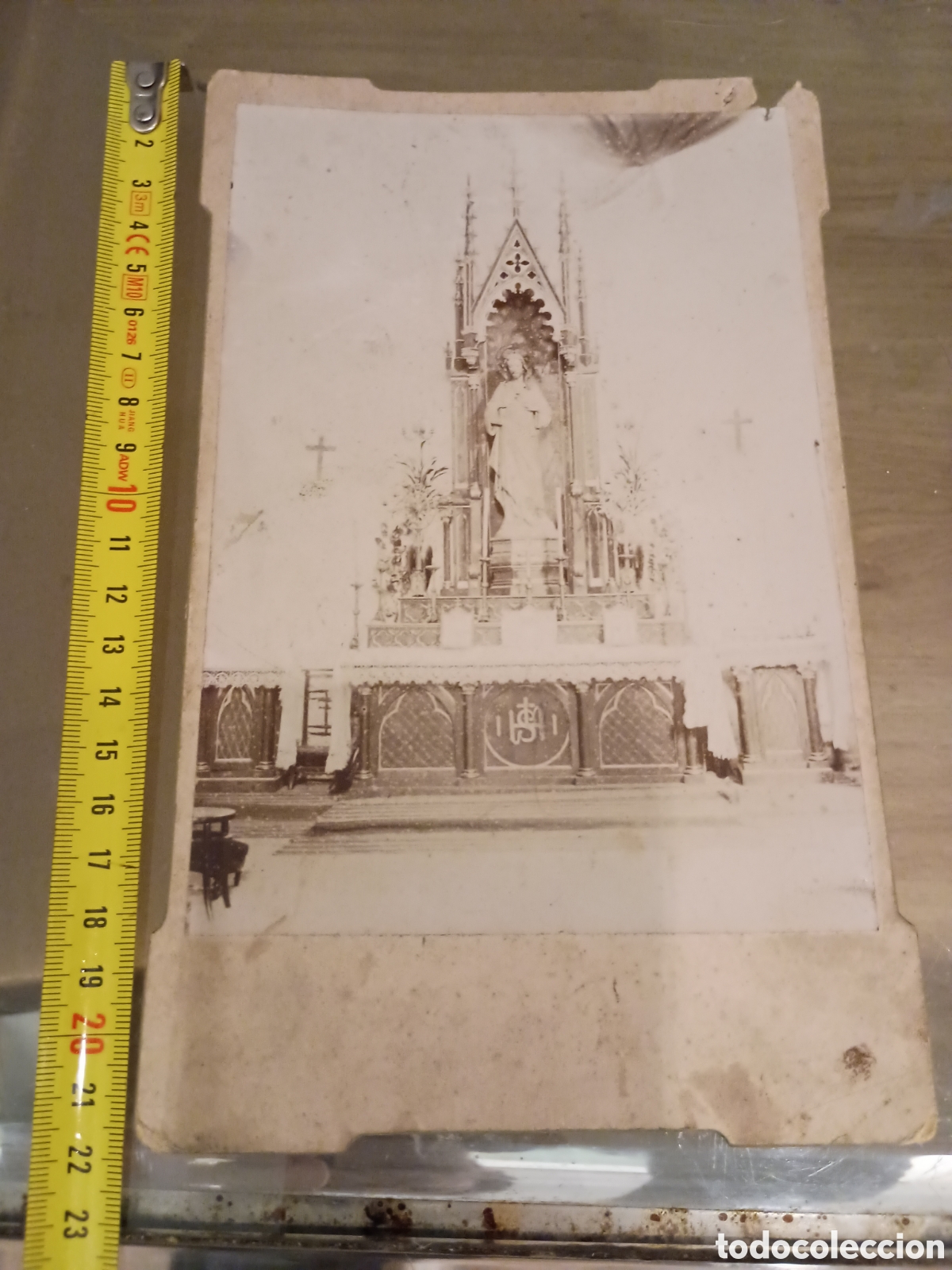Fotografia antiga: CA antigua alb&uacute;mina Altar Sagrado Coraz&oacute;n de Jes&uacute;s