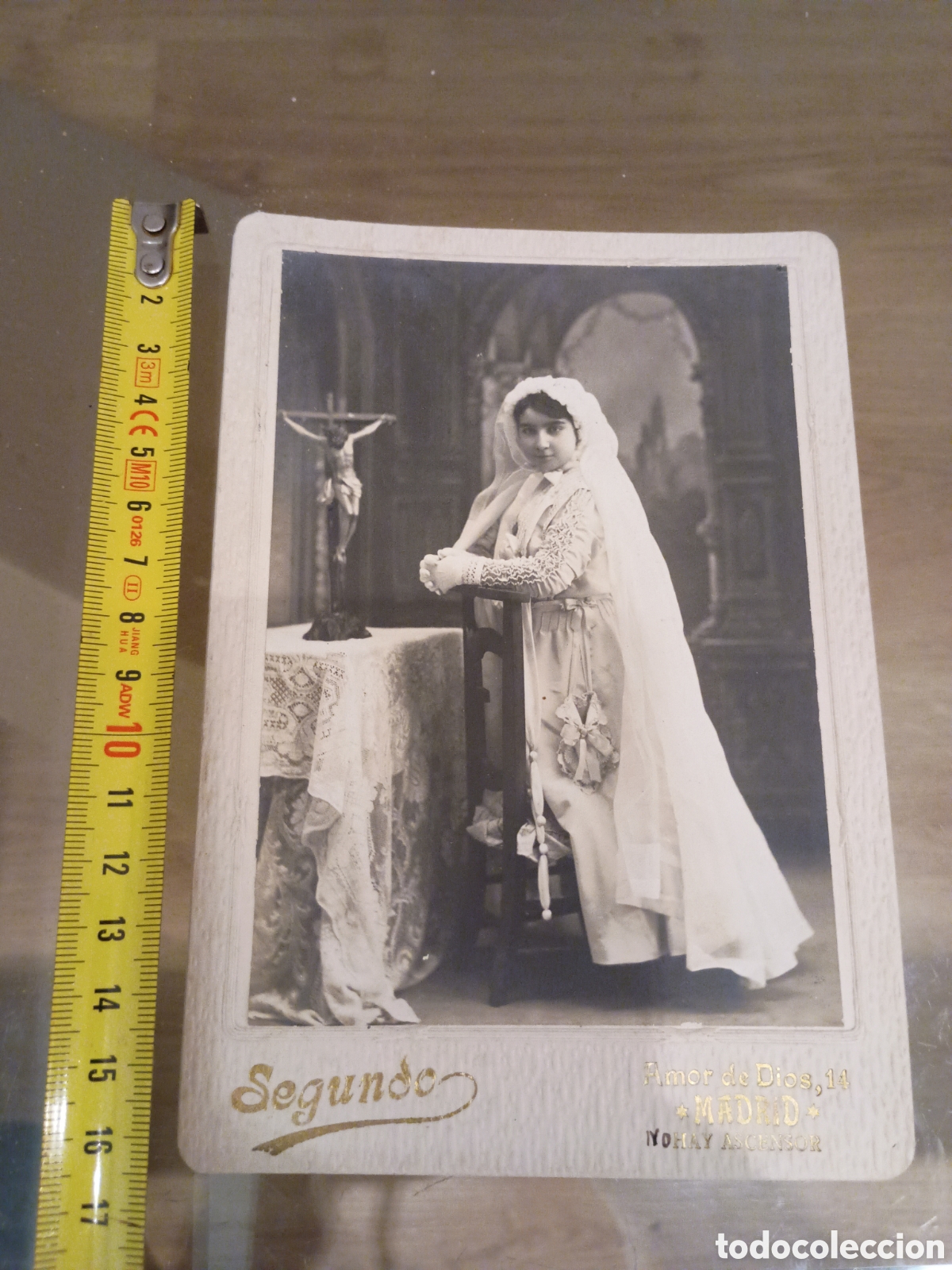 Fotografia antiga: CA retrato ni&ntilde;a de comuni&oacute;n. Foto Segundo. Amor de Dios 14. Madrid. Hay ascensor