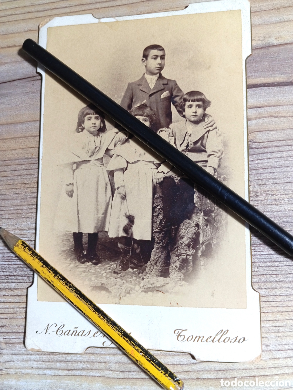 Fotografia antica: TOMELLOSO FOTOGRAFO N. CA&Ntilde;AS E HIJOS IMAGEN 10x14 CARTULINA 11x16 LITOGRAF&Iacute;A ESCOBAR