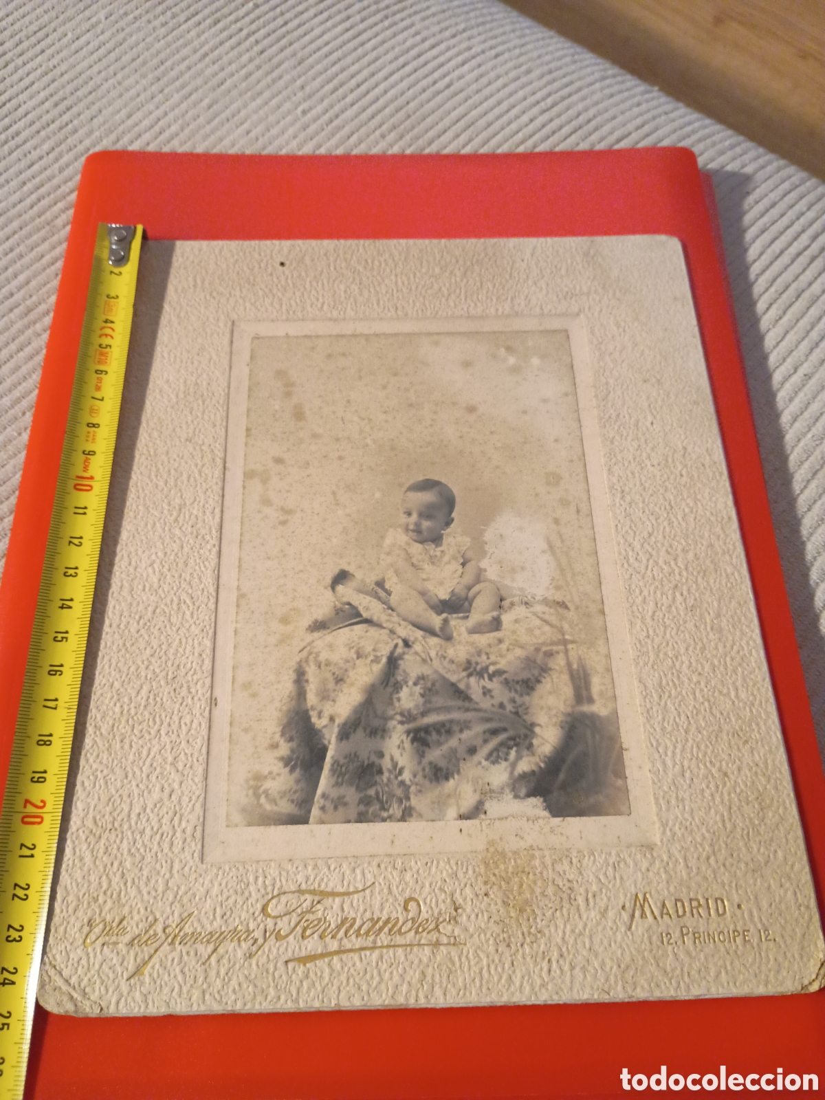 Fotografia antica: CR retrato de beb&eacute;. Viuda de Amayra y Fern&aacute;ndez. Pr&iacute;ncipe 12. Madrid