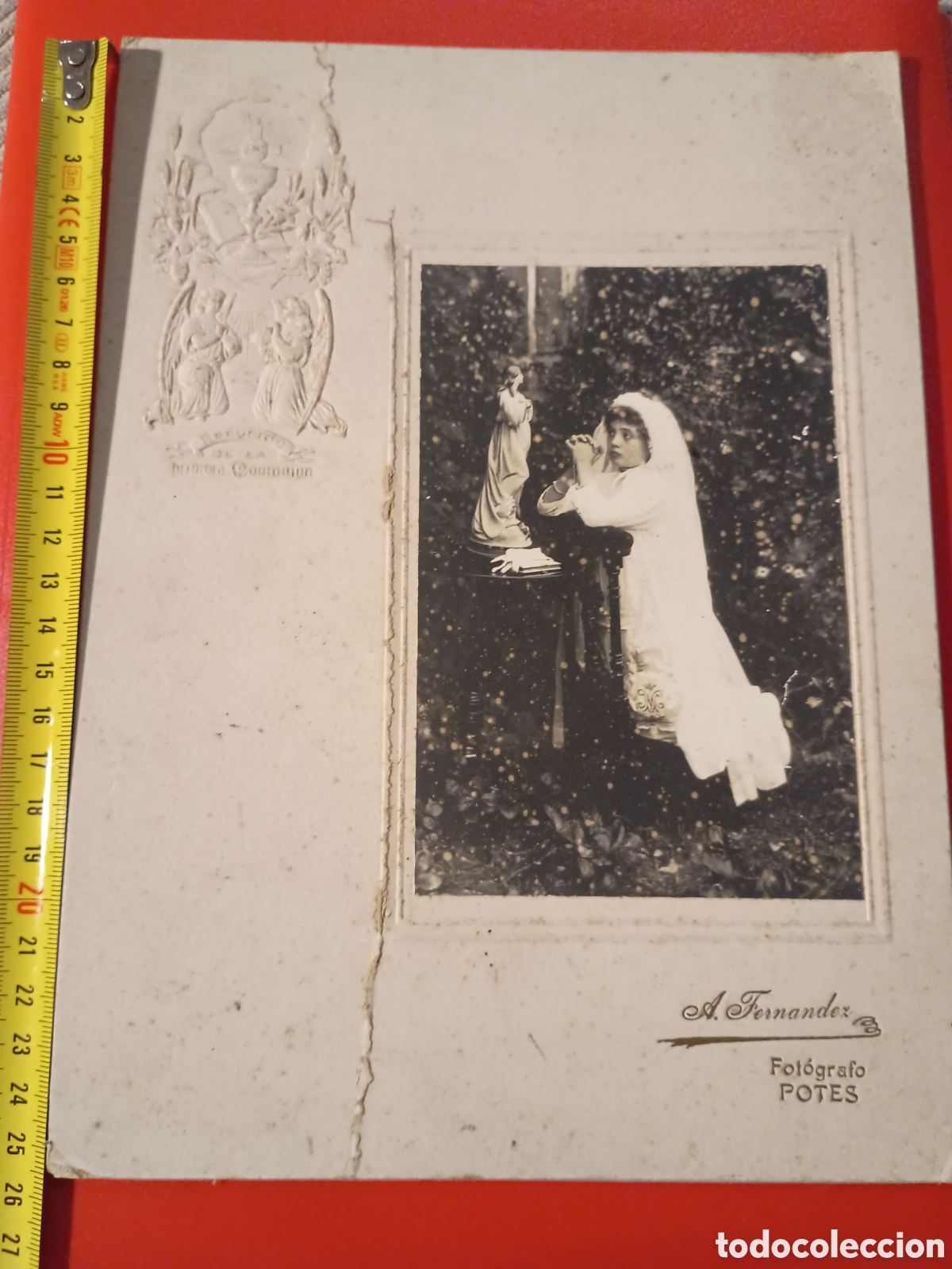 Fotografia antica: CR Recuerdo de la primera Comuni&oacute;n. A. Fern&aacute;ndez fot&oacute;grafo. Potes. Cantabria. Foto ni&ntilde;a de comuni&oacute;n