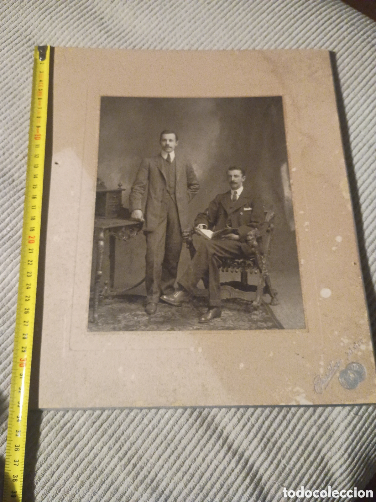 Fotografia antica: CP gran retrato dos caballeros. Foto Emilio Lange. M&eacute;xico DF. Firmado a&ntilde;o 1907